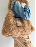 Sac fourrure camel et strass