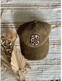 Casquette beige C léopard