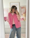 Gilet en moumoute rose