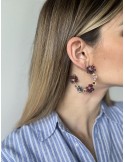 Boucles d'oreilles fleurs créoles bleu marine bordeaux bijoux