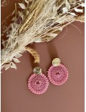 Boucles d'oreilles roses crochet dentelle acier inoxydable bijoux