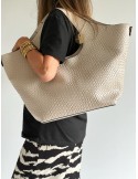 Sac tressé beige