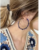 Boucles d'oreilles pierres bleues bijoux acier inoxydable