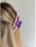 Barrette coeur violette