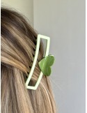 Barrette coeur verte