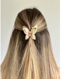 Barrette papillon beige