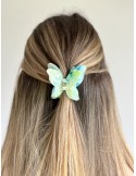 Barrette papillon verte