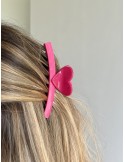 Barrette coeur fuchsia