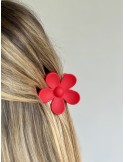 Barrette fleur rouge