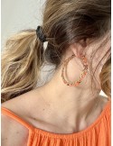 Boucles d'oreilles pierres oranges bijoux acier inoxydable