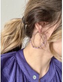 Boucles d'oreilles pierres violettes lilas bijoux acier inoxydable