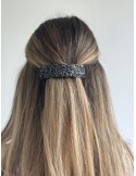 Barrette à paillettes noires et argentées